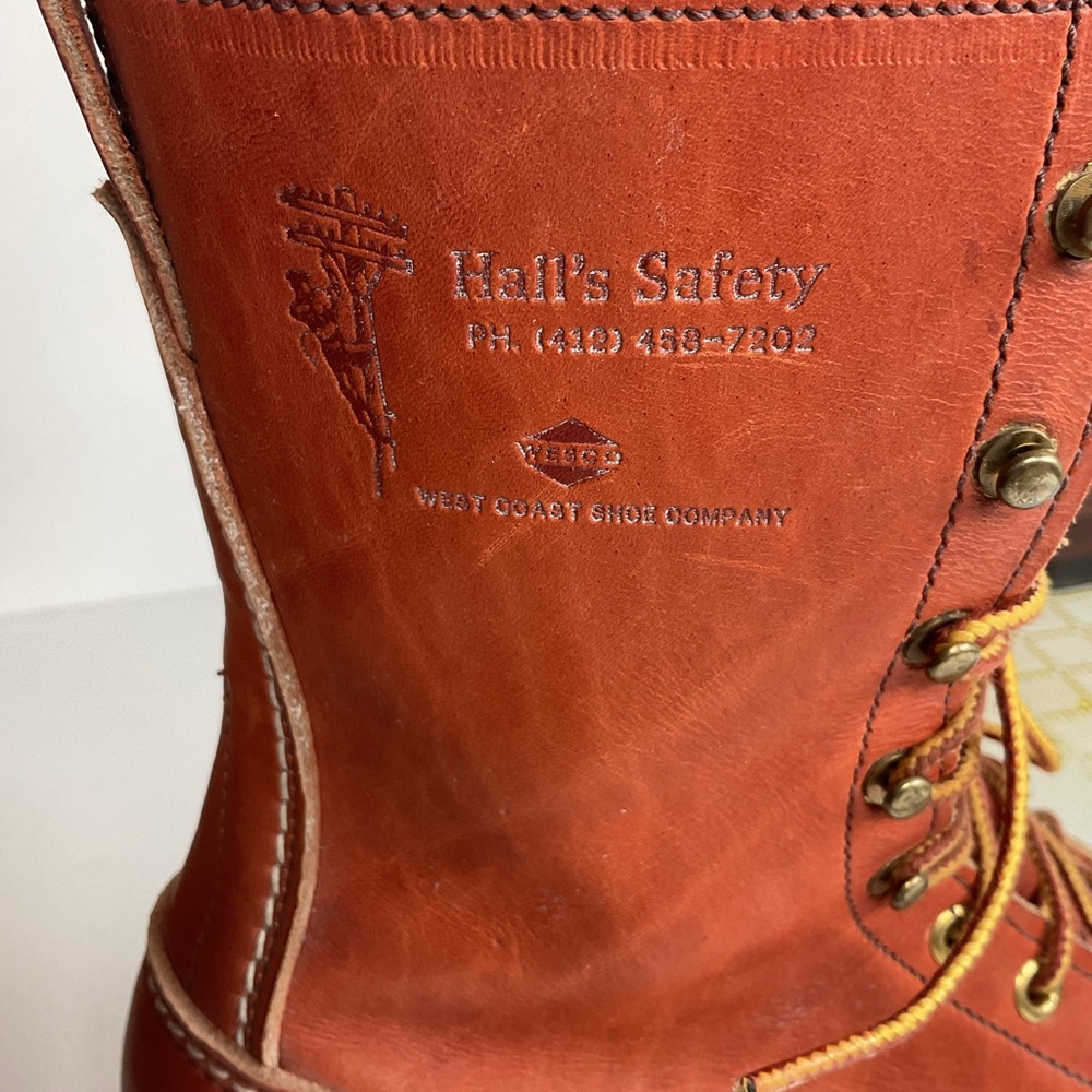 Wesco for Hall’s Safety Linesman Boots 8.5 D Job Master Old Logo West Coast - Picture 3 of 16